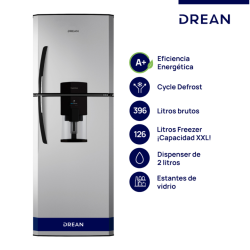 Heladera Ciclica Drean 396 Litros Silver Con Dispenser HDR400F41S