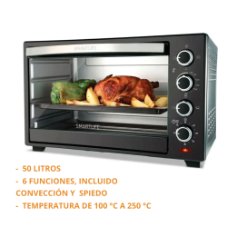 HORNO ELECTRICO 50LT SMARTLIFE 6 FUNCIONES SLTOR050PN