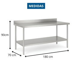 MESA DE TRABAJO GASTRONOMICA PANETTI 1.8 Mts Acero Inox. 18070B