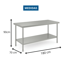 Mesa De Trabajo Gastronomica Panetti 1.80 Mts Acero Inox 304