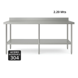 Mesa De Trabajo Gastronomica Panetti 2.2 Mts Con Zocalo Acero Inox 304