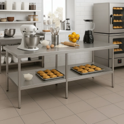 Mesa De Trabajo Gastronomica Panetti 2.2 Mts Acero Inox 304