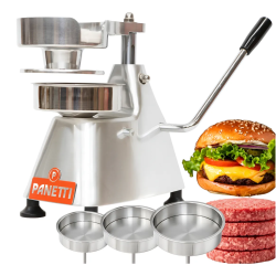 MOLDE-PRENSA HAMBURGUESAS PANETTI 3 EN 1 MANUAL ACERO INOXIDABLE